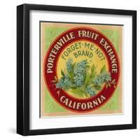 Forget Me Not Orange Label - Porterville, CA-Lantern Press-Framed Art Print