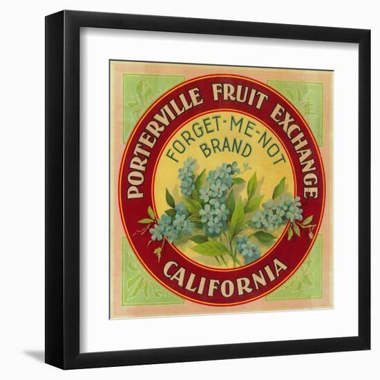 Forget Me Not Orange Label - Porterville, CA-Lantern Press-Framed Art Print