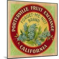 Forget Me Not Orange Label - Porterville, CA-Lantern Press-Mounted Art Print