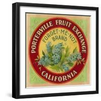 Forget Me Not Orange Label - Porterville, CA-Lantern Press-Framed Art Print