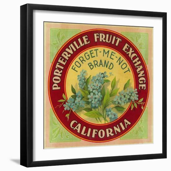 Forget Me Not Orange Label - Porterville, CA-Lantern Press-Framed Art Print