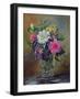Forget-Me-Nots and Primulas in Glass Vase-Albert Williams-Framed Giclee Print