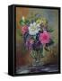 Forget-Me-Nots and Primulas in Glass Vase-Albert Williams-Framed Stretched Canvas