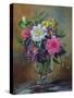 Forget-Me-Nots and Primulas in Glass Vase-Albert Williams-Stretched Canvas