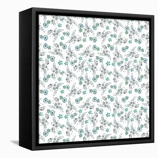 Forget Me Nots on Cream Background-Effie Zafiropoulou-Framed Stretched Canvas