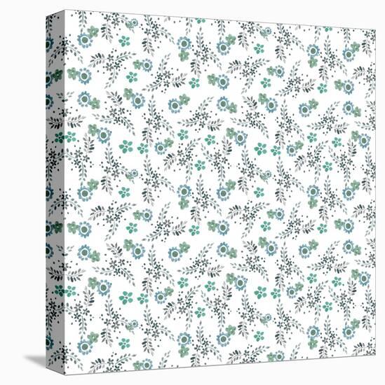Forget Me Nots on Cream Background-Effie Zafiropoulou-Stretched Canvas
