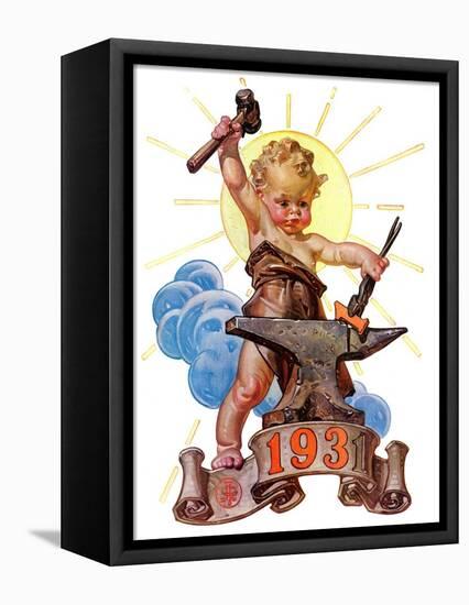 "Forging a New Year,"December 27, 1930-Joseph Christian Leyendecker-Framed Stretched Canvas
