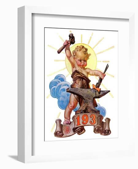 "Forging a New Year,"December 27, 1930-Joseph Christian Leyendecker-Framed Giclee Print