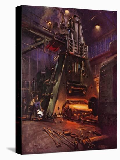 Forging Hammer at the International Nickel Company's Huntington, West Virginia Works (Colour Litho)-Terence Cuneo-Stretched Canvas