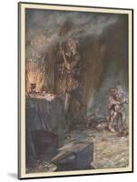 Forging of Notung-Arthur Rackham-Mounted Art Print