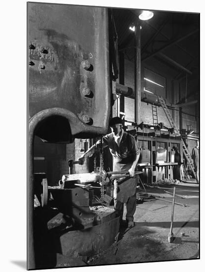 Forging Pins at Edgar Allens Steel Foundry, Sheffield, South Yorkshire, 1963-Michael Walters-Mounted Photographic Print