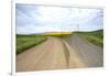 Fork in Country Back Road with Canola and Wheat Fields-Terry Eggers-Framed Photographic Print