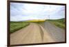 Fork in Country Back Road with Canola and Wheat Fields-Terry Eggers-Framed Photographic Print