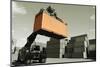 Forklift, Containers and Port-lagardie-Mounted Photographic Print