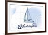 Forks, Washington - Sailboat - Blue - Coastal Icon-Lantern Press-Framed Premium Giclee Print