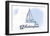 Forks, Washington - Sailboat - Blue - Coastal Icon-Lantern Press-Framed Art Print