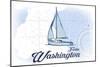 Forks, Washington - Sailboat - Blue - Coastal Icon-Lantern Press-Mounted Art Print
