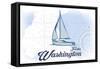 Forks, Washington - Sailboat - Blue - Coastal Icon-Lantern Press-Framed Stretched Canvas