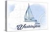Forks, Washington - Sailboat - Blue - Coastal Icon-Lantern Press-Stretched Canvas