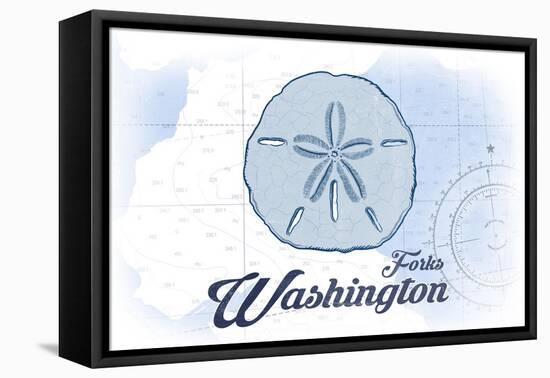 Forks, Washington - Sand Dollar - Blue - Coastal Icon-Lantern Press-Framed Stretched Canvas