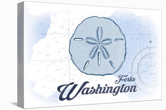 Forks, Washington - Sand Dollar - Blue - Coastal Icon-Lantern Press-Stretched Canvas