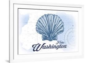 Forks, Washington - Scallop Shell - Blue - Coastal Icon-Lantern Press-Framed Art Print