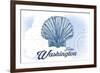 Forks, Washington - Scallop Shell - Blue - Coastal Icon-Lantern Press-Framed Art Print