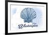 Forks, Washington - Scallop Shell - Blue - Coastal Icon-Lantern Press-Framed Premium Giclee Print