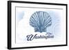 Forks, Washington - Scallop Shell - Blue - Coastal Icon-Lantern Press-Framed Art Print