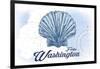 Forks, Washington - Scallop Shell - Blue - Coastal Icon-Lantern Press-Framed Art Print