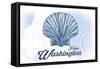 Forks, Washington - Scallop Shell - Blue - Coastal Icon-Lantern Press-Framed Stretched Canvas