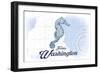 Forks, Washington - Seahorse - Blue - Coastal Icon-Lantern Press-Framed Art Print