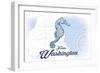 Forks, Washington - Seahorse - Blue - Coastal Icon-Lantern Press-Framed Art Print