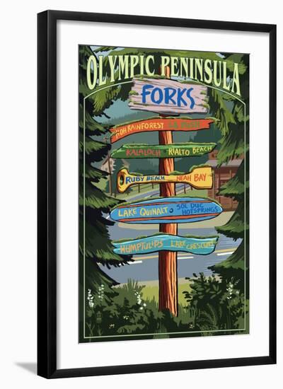 Forks, Washington - Sign Destinations-Lantern Press-Framed Art Print