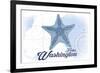 Forks, Washington - Starfish - Blue - Coastal Icon-Lantern Press-Framed Art Print