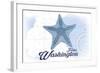 Forks, Washington - Starfish - Blue - Coastal Icon-Lantern Press-Framed Art Print