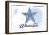 Forks, Washington - Starfish - Blue - Coastal Icon-Lantern Press-Framed Art Print