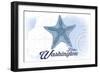 Forks, Washington - Starfish - Blue - Coastal Icon-Lantern Press-Framed Art Print