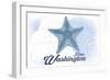 Forks, Washington - Starfish - Blue - Coastal Icon-Lantern Press-Framed Art Print