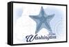 Forks, Washington - Starfish - Blue - Coastal Icon-Lantern Press-Framed Stretched Canvas