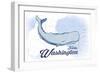 Forks, Washington - Whale - Blue - Coastal Icon-Lantern Press-Framed Art Print