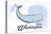 Forks, Washington - Whale - Blue - Coastal Icon-Lantern Press-Stretched Canvas