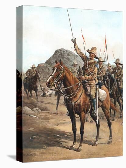 Form Up, No 2! Form Up!, British Lancers at the Battle of Omdurman, Sudan, 1898-null-Stretched Canvas