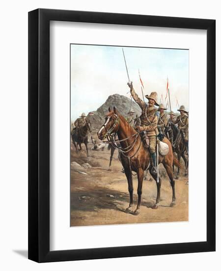 Form Up, No 2! Form Up!, British Lancers at the Battle of Omdurman, Sudan, 1898-null-Framed Premium Giclee Print