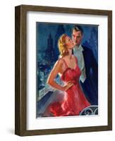 "Formal Couple on Balcony,"July 30, 1938-John LaGatta-Framed Giclee Print