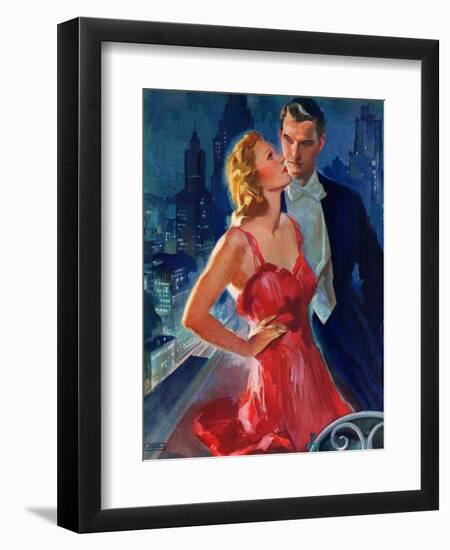 "Formal Couple on Balcony,"July 30, 1938-John LaGatta-Framed Giclee Print