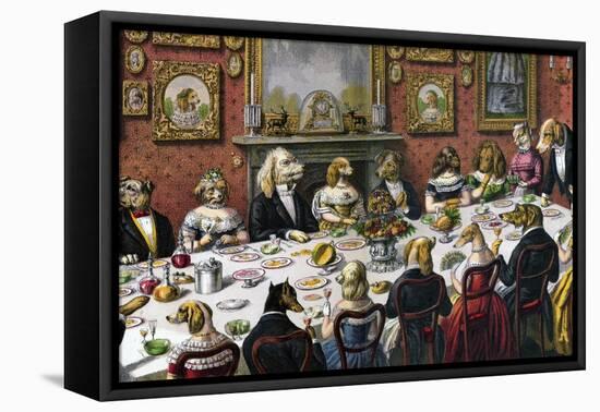Formal Dinner Party for Dogs, 1893-null-Framed Stretched Canvas