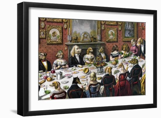 Formal Dinner Party for Dogs, 1893-null-Framed Giclee Print