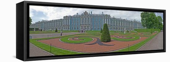 Formal Garden in Front of the Palace, Catherine Palace, Tsarskoye Selo, St. Petersburg, Russia-null-Framed Stretched Canvas