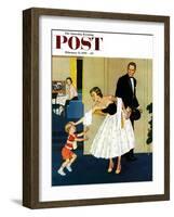 "Formal Hug" Saturday Evening Post Cover, February 15, 1958-Amos Sewell-Framed Giclee Print